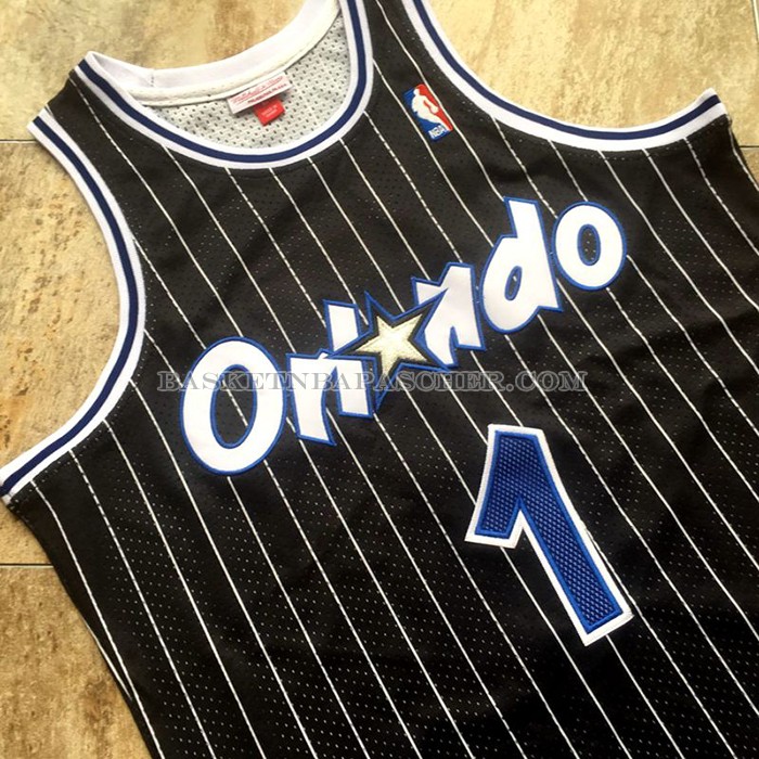 Maillot Orlando Magic Tracy McGrady No 1 Hardwood Classics Throwback Noir